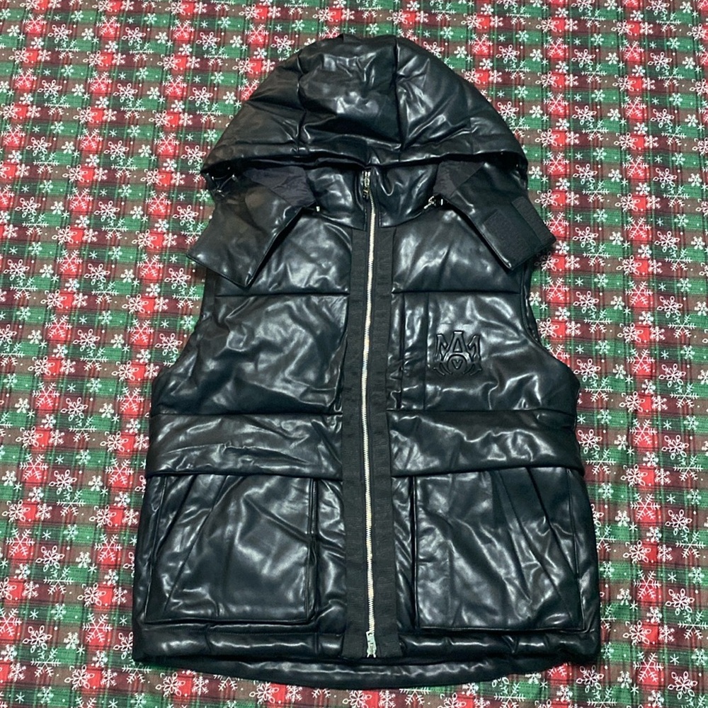 Amiri Men's Down Leather Vest Black